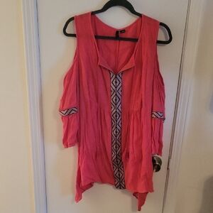 New Directions Pink Blouse with Geometric Trim